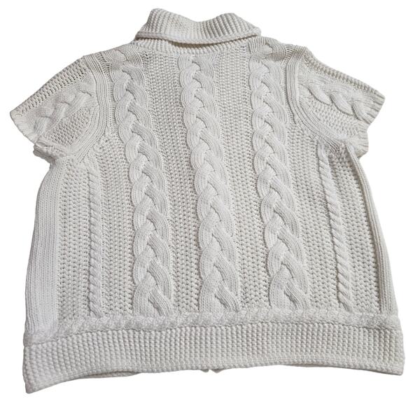 Magaschoni Womens Chunky Cable Knit Fisherman Cottage Coastal Cardigan Sweater L - Picture 6 of 10